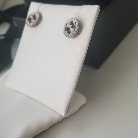 GUCCI INTERLOCKING EARRINGS IN SILVER - Picture 4 of 5